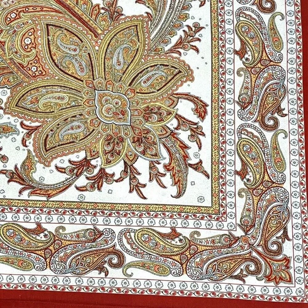 Maison d'Hermine Paisley Cotton Tablecloth 58X61 Red Brown Rustic Farmhouse